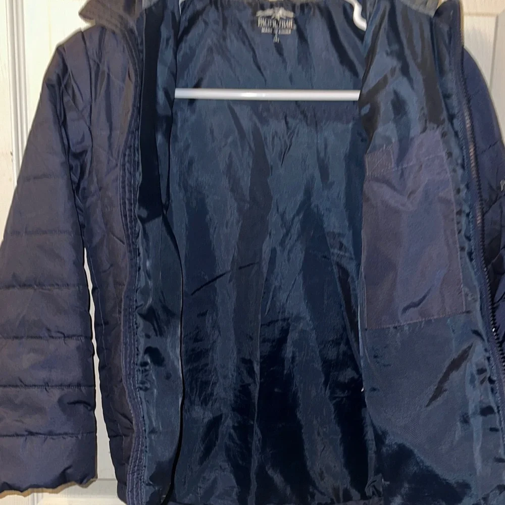 Pacific Trail Kids Small (8) Navy Jacket with Hood Puffer Quilted Lined